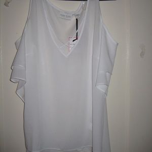 Womens Medium Cold Shoulder Off White Blouse